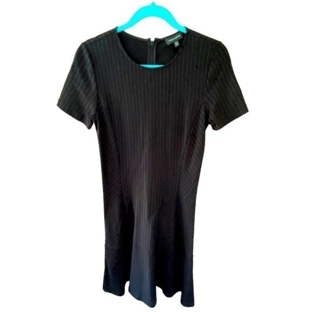 Lord &Taylor women’s fit and flare pinstripe black career academia dress size xs